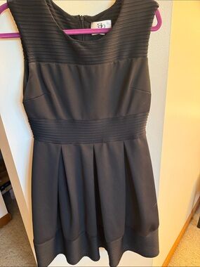 SD Collection Black Textured Fit-and-Flare Mini Dress